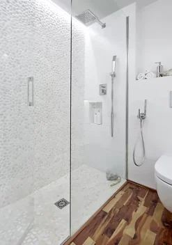 Pegane Carrelage de mosaïque / Galet de mer / Maille décorative aspect pierre blanc mat - 33x33 cm