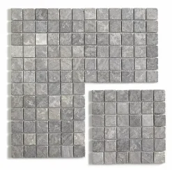 Carrelage de mosaïque (Boite de 1m²) / Plaque mosaïque mur et sol en marbre naturel, coloris gris mat - 30 x 30 cm-Pegane New