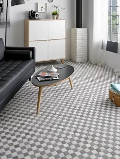 Carrelage de mosaïque (Boite de 1m²) / Plaque mosaïque mur et sol en marbre naturel coloris gris foncé et blanc mat- 30 x 30 cm-Pegane Online