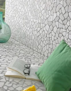 Pegane Carrelage de mosaïque (Boite de 1m²)/ Plaque mosaïque mur et sol en marbre naturel coloris blanc - 30 x 30 cm