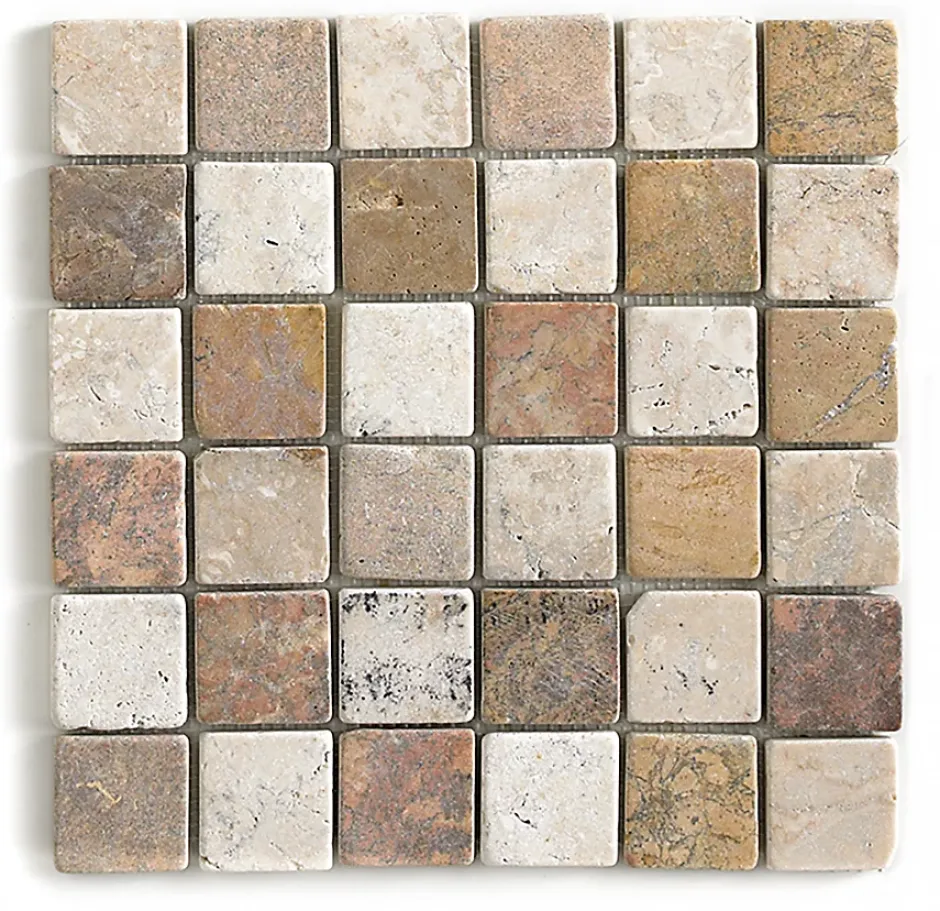 Carrelage de mosaïque/Plaque mosaïque mur et sol en marbre naturel multicolore - 30 x 30 cm-Pegane New
