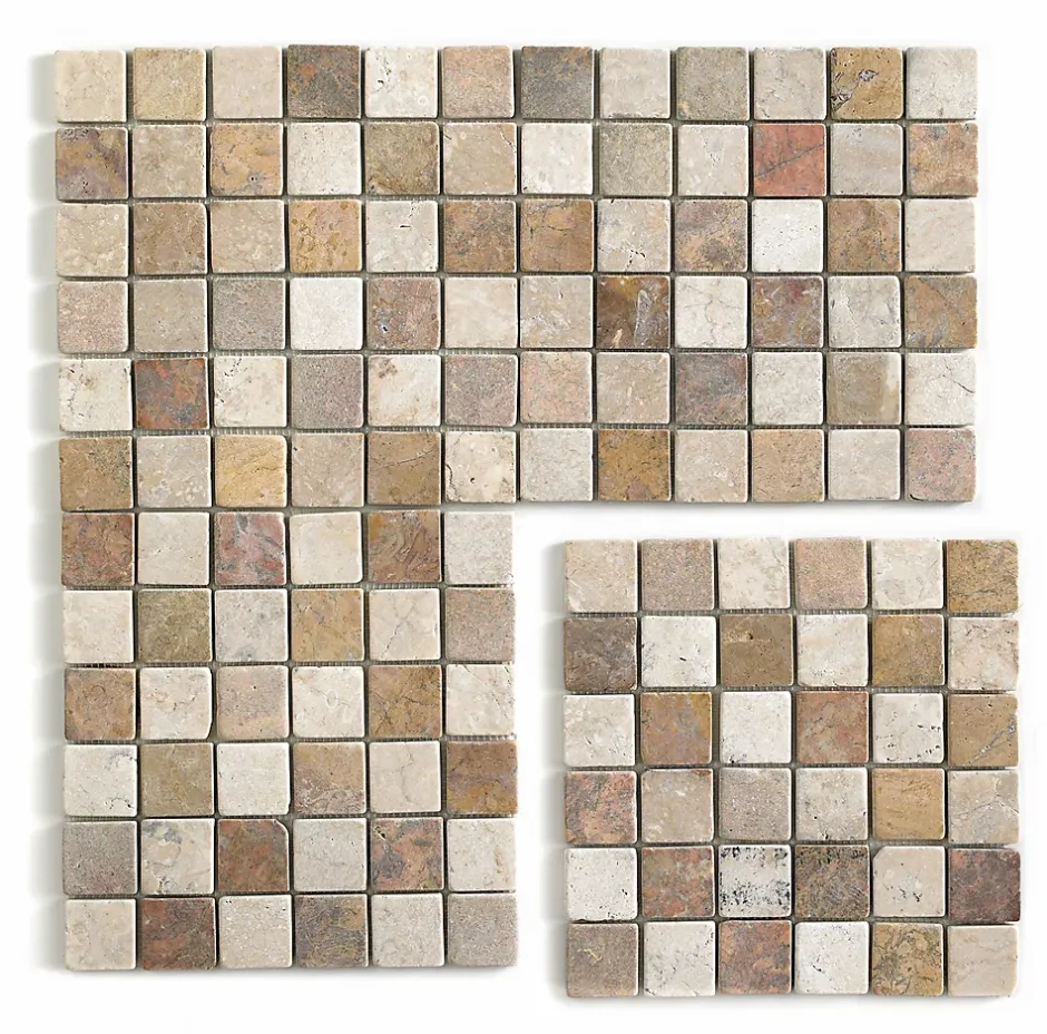 Carrelage de mosaïque/Plaque mosaïque mur et sol en marbre naturel multicolore - 30 x 30 cm-Pegane New