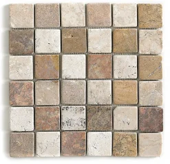 Carrelage de mosaïque/Plaque mosaïque mur et sol en marbre naturel multicolore - 30 x 30 cm-Pegane New