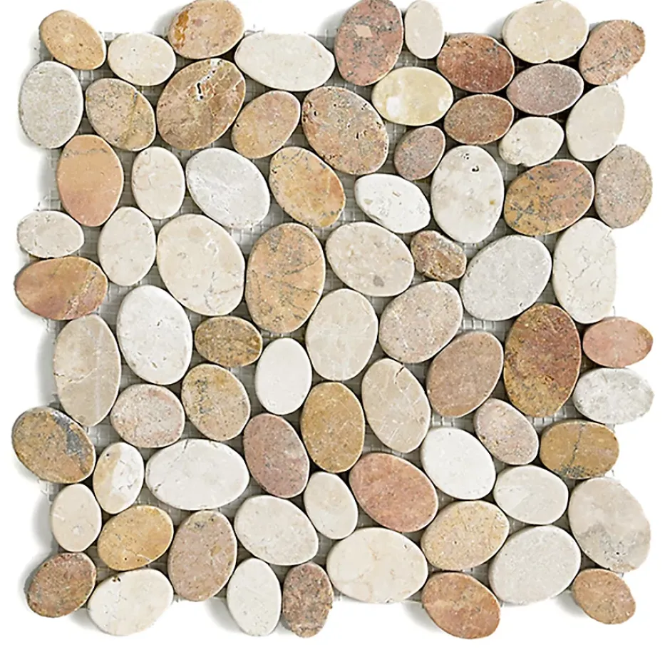 Carrelage de mosaïque/Plaque mosaïque mur et sol en marbre naturel coloris blanc/beige rosé- 33 x 33 cm-Pegane Hot