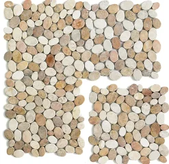 Carrelage de mosaïque/Plaque mosaïque mur et sol en marbre naturel coloris blanc/beige rosé- 33 x 33 cm-Pegane Hot