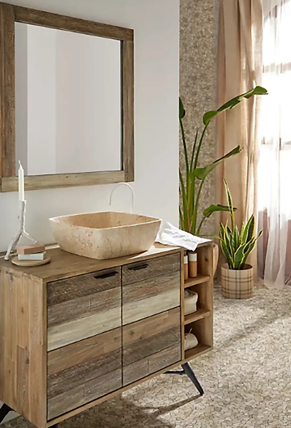 Pegane Carrelage de mosaïque/Plaque mosaïque mur et sol en marbre naturel coloris marron - 30 x 30 cm