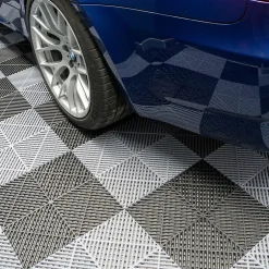 MonsterShop Carrelage de Sol Ventilé Pour Garage Avec Bordure (120 x Noir & 120 Gris)