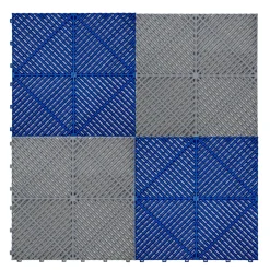 MonsterShop Carrelage de Sol Ventilé Pour Garage Avec Bordure (60 x Bleu & 60 Gris)