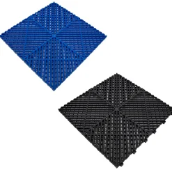 Carrelage de Sol Ventilé Pour Garage Avec Bordure (90 x Bleu & 30 Noir)-MonsterShop Online