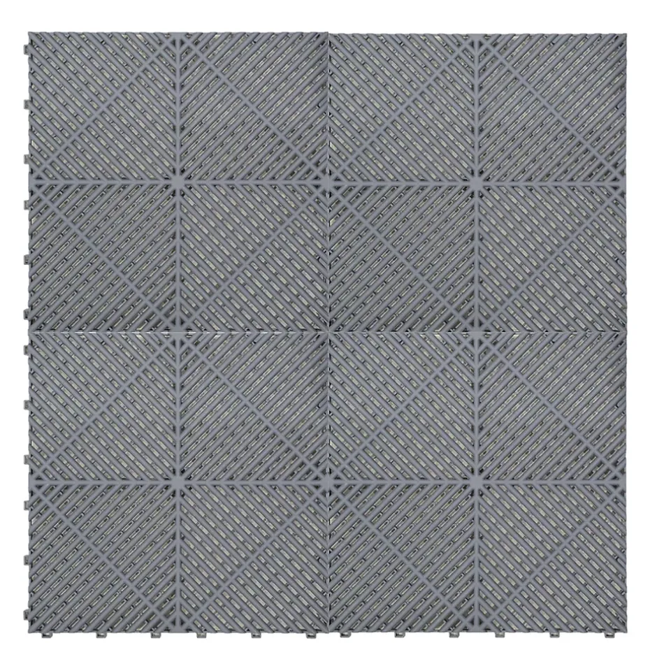 Carrelage de Sol Ventilé Pour Garage x120 Avec Bordure (Gris)-MonsterShop Online