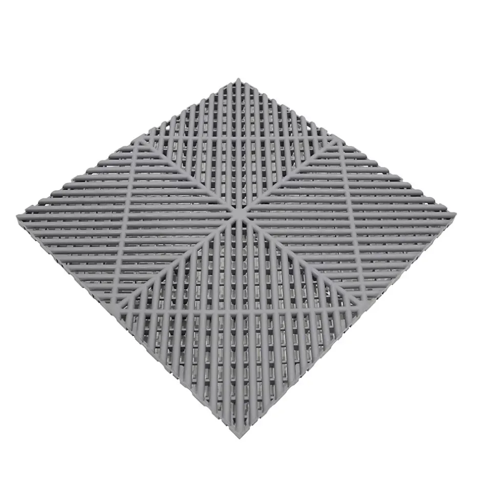Carrelage de Sol Ventilé Pour Garage x120 Avec Bordure (Gris)-MonsterShop Online
