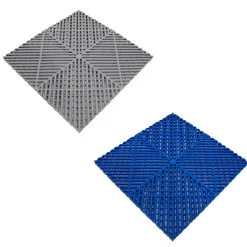 MonsterShop Carrelage de Sol Ventilé Pour Garage Avec Bordure (165 x Gris & 60 Bleu)