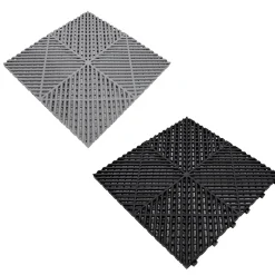 Carrelage de Sol Ventilé Pour Garage Avec Bordure (165 x Noir & 60 Gris)-MonsterShop Clearance