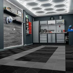Carrelage de Sol Ventilé Pour Garage Avec Bordure (165 x Noir & 60 Gris)-MonsterShop Clearance