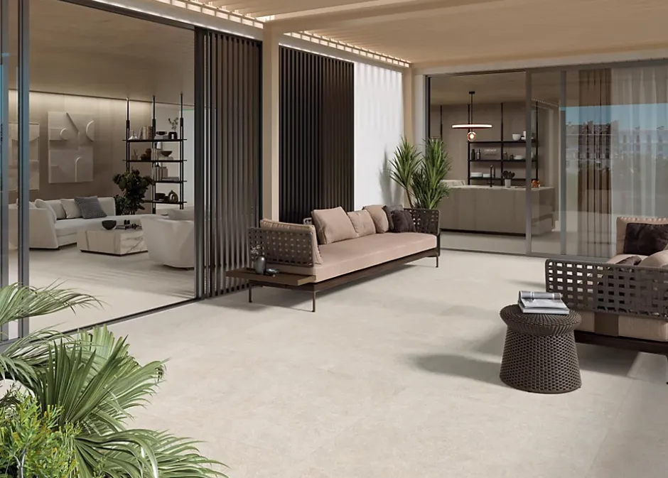 Carrelage effet Béton Beige Terre 278x120x0,6 cm Mat Vetrano - Mur intérieur (vendu par carton de 3,336 m²) --Ro'Ma Carrelage Best