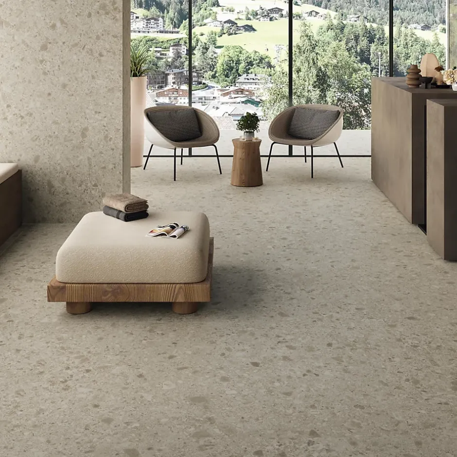 Carrelage effet Béton Beige Terre 278x120x0,6 cm Mat Vetrano - Mur intérieur (vendu par carton de 3,336 m²) --Ro'Ma Carrelage Best