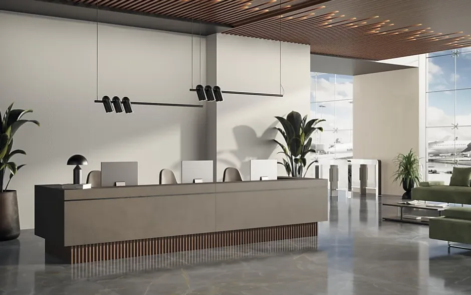 Carrelage effet Béton Beige Ivoire 278x120x0,6 cm Mat Vetrano - Mur intérieur (vendu par carton de 3,336 m²) --Ro'Ma Carrelage Sale