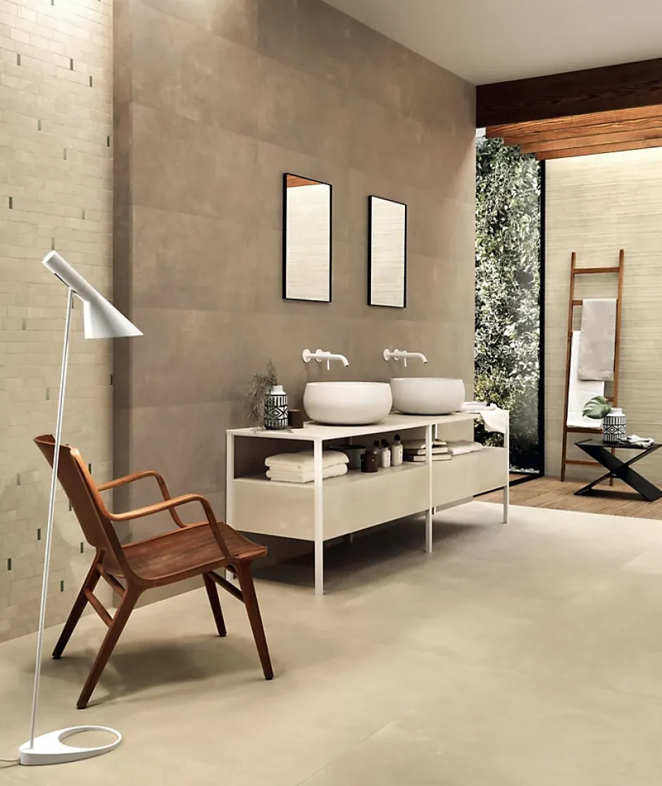 Ro'Ma Carrelage Carrelage effet Béton Beige Terre 80x40x0,85 cm Mat Vetrano - Mur intérieur (vendu par carton de 1,28 m²) -