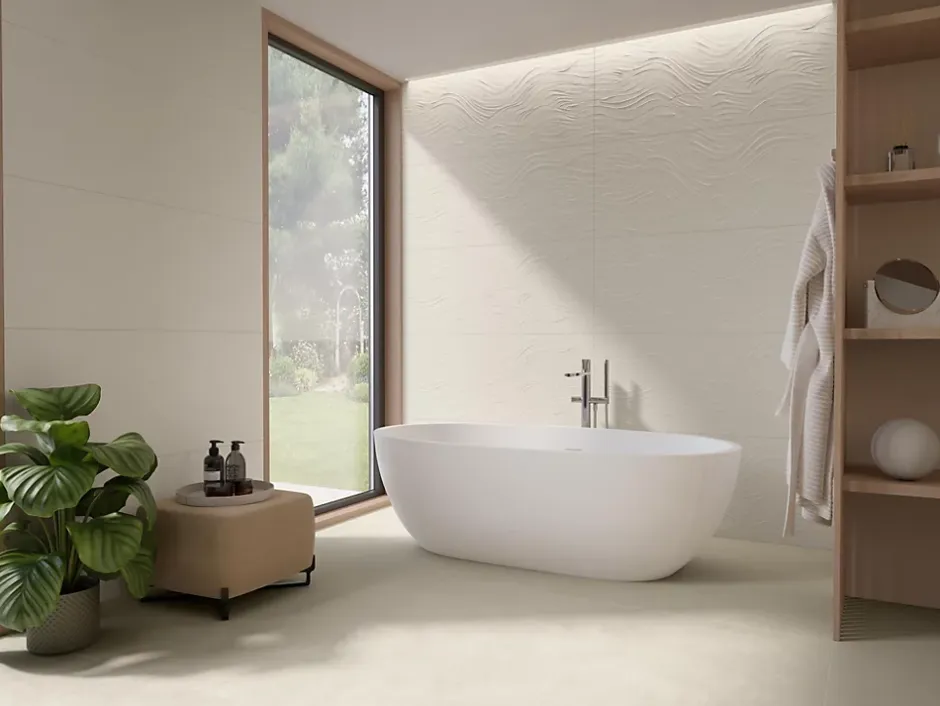 Ro'Ma Carrelage Carrelage effet Béton Beige Rosé 120x50x0,85 cm Mat Talvoro - Mur intérieur (vendu par carton de 1,8 m²) -