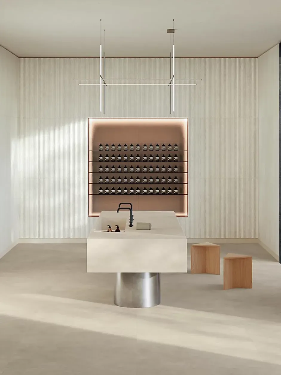 Ro'Ma Carrelage Carrelage effet Béton Brun Argile 120x50x0,85 cm Mat Stavira - Mur intérieur (vendu par carton de 1,8 m²) -