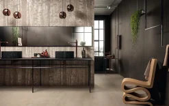 Carrelage effet Béton Brun Cuir 278x120x0,6 cm Mat Vetrano - Mur intérieur (vendu par carton de 3,336 m²) --Ro'Ma Carrelage Sale