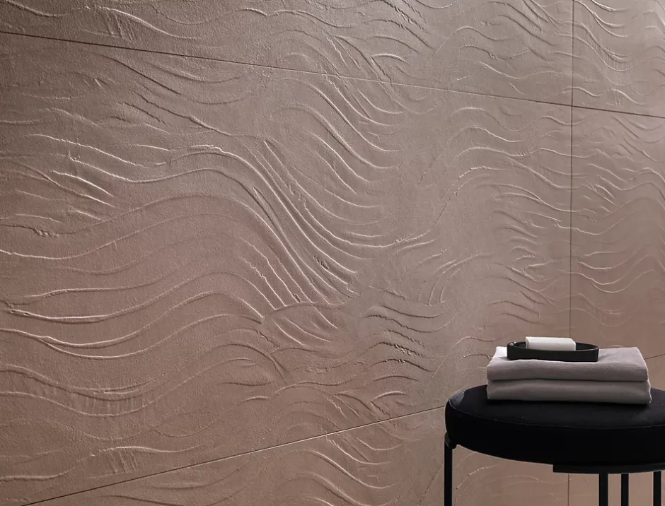 Ro'Ma Carrelage Carrelage effet Béton 3D Beige Rosé Ocean 120x50x0,85 cm Mat Talvoro - Mur intérieur (vendu par carton de 1,8 m²) - RO'MA CARRELAG