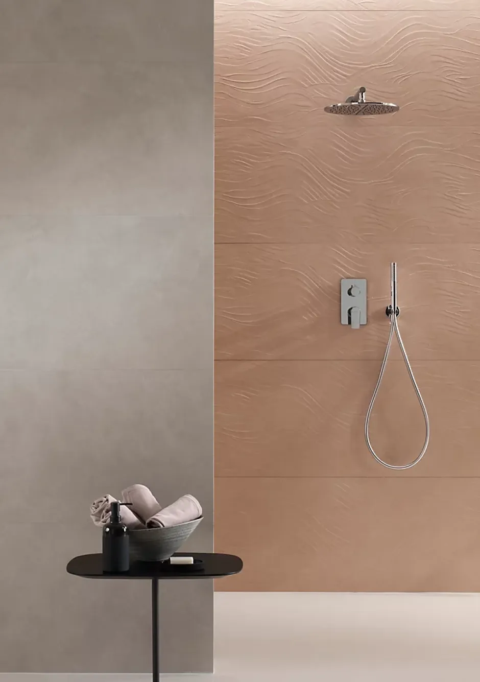 Ro'Ma Carrelage Carrelage effet Béton 3D Beige Rosé Ocean 120x50x0,85 cm Mat Talvoro - Mur intérieur (vendu par carton de 1,8 m²) - RO'MA CARRELAG