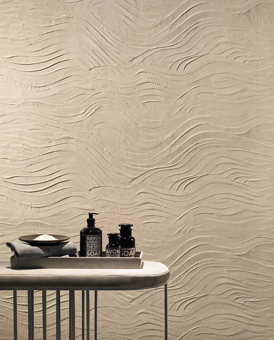 Carrelage effet Béton 3D Blanc Minéral Onda 120x50x0,85 cm Mat Benzaro - Mur intérieur (vendu par carton de 1,8 m²) - RO'MA CARREL-Ro'Ma Carrelage Hot