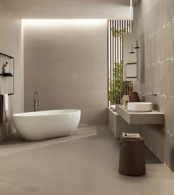 Ro'Ma Carrelage Carrelage effet Béton 3D Blanc Minéral Brossé 120x50x0,85 cm Mat Benzaro - Mur intérieur (vendu par carton de 1,8 m²) - RO'MA CARR