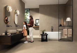 Ro'Ma Carrelage Carrelage effet Béton 3D Brun Sable Moon 120x50x0,85 cm Mat Benzaro - Mur intérieur (vendu par carton de 1,8 m²) -