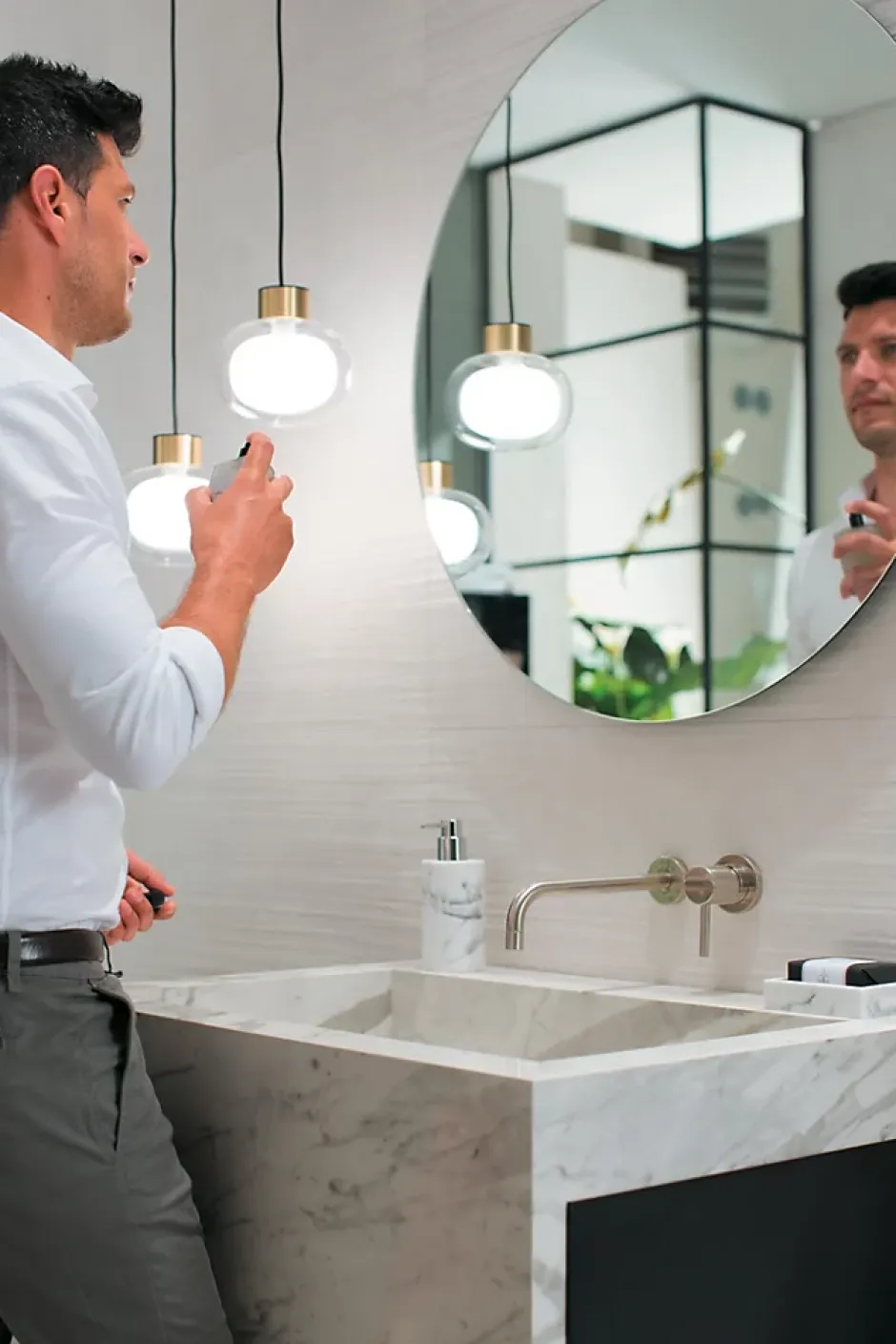 Ro'Ma Carrelage Carrelage effet Béton 3D Gris Luce Line 80x40x1 cm Mat Gravino - Mur intérieur (vendu par carton de 1,28 m²) -