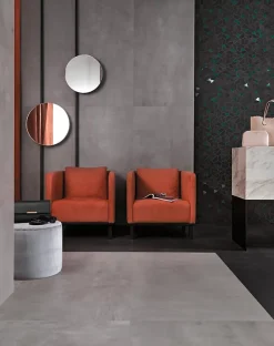 Ro'Ma Carrelage Carrelage effet Béton Gris Cendré 150x75x0,9 cm Mat Gravino - Sol et mur intérieur (vendu par carton de 2,25 m²) -