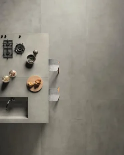 Ro'Ma Carrelage Carrelage effet Béton Gris Cendré 278x120x0,6 cm Mat Gravino - Mur intérieur (vendu par carton de 3,336 m²) -