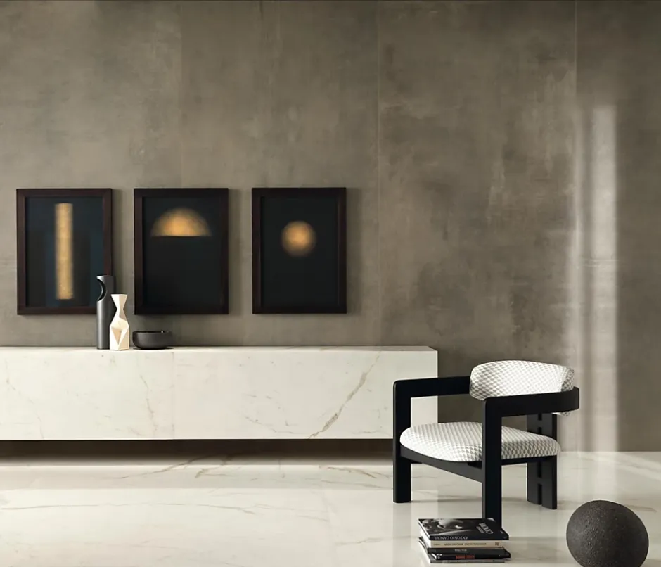 Carrelage effet Béton Gris Terre 278x120x0,6 cm Mat Vetrano - Mur intérieur (vendu par carton de 3,336 m²) --Ro'Ma Carrelage Sale