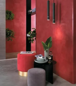 Carrelage effet Béton Rouge 80x40x0,85 cm Mat Gravino - Mur intérieur (vendu par carton de 1,28 m²) --Ro'Ma Carrelage New