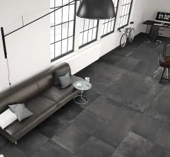 Carrelage Effet Béton 80x80 Unika Carbon Noir Rectifié - Paquet de 1,28 m2-Allocarrelage New