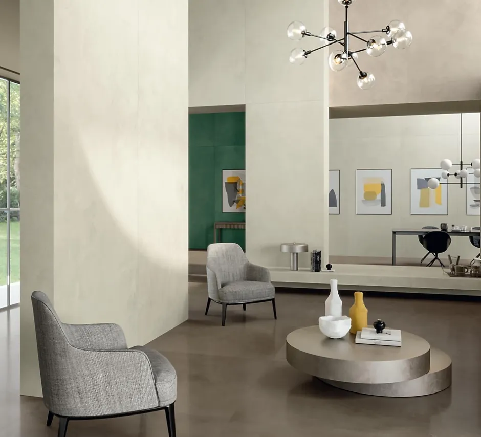 Carrelage effet Enduit Beige Lin 278x120x0,6 cm Mat Calviro - Mur intérieur (vendu par carton de 3,336 m²) --Ro'Ma Carrelage Clearance