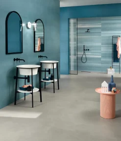 Ro'Ma Carrelage Carrelage effet Enduit Bleu Brume 120x50x0,85 cm Mat Calviro - Mur intérieur (vendu par carton de 1,8 m²) -