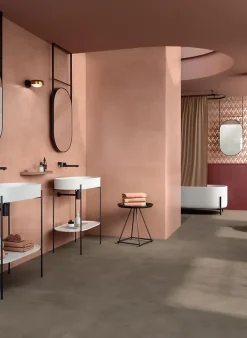 Carrelage effet Enduit Rouge Argile 120x50x0,85 cm Mat Calviro - Mur intérieur (vendu par carton de 1,8 m²) --Ro'Ma Carrelage Best