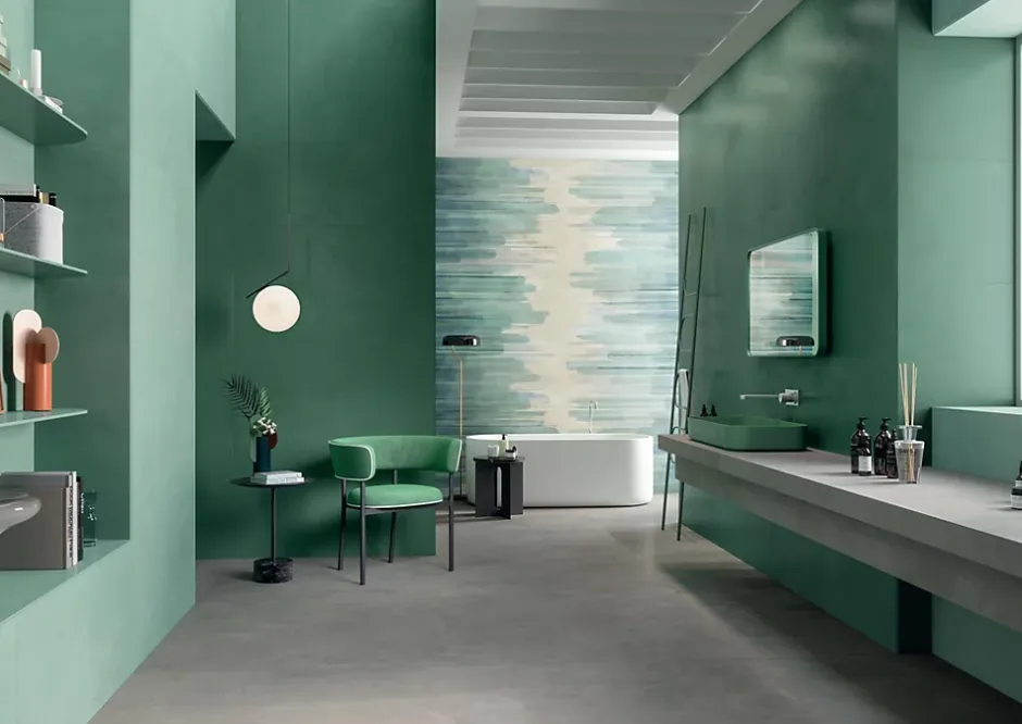 Ro'Ma Carrelage Carrelage effet Enduit Vert Pin 120x50x0,85 cm Mat Calviro - Mur intérieur (vendu par carton de 1,8 m²) -