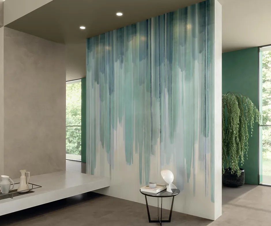 Carrelage effet Enduit Vert Pin 278x120x0,6 cm Mat Calviro - Mur intérieur (vendu par carton de 3,336 m²) --Ro'Ma Carrelage Sale