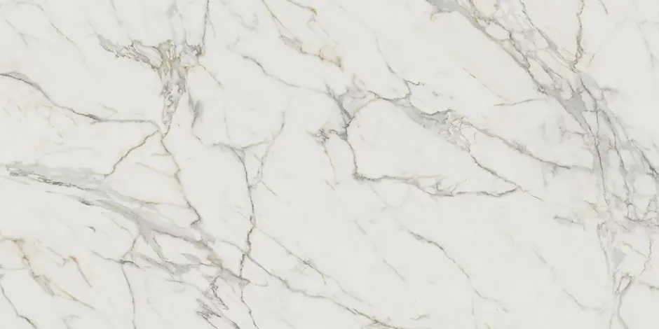 Carrelage effet Marbre Blanc Calacatta Extra 240x120x0,9 cm Brillant Clarenza - Mur intérieur (vendu par carton de 2,88 m²) - RO'M-Ro'Ma Carrelage Online
