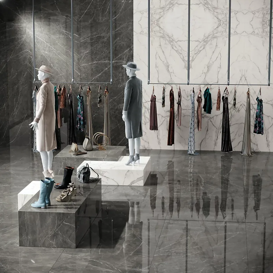 Ro'Ma Carrelage Carrelage effet Marbre Blanc Calacatta Extra 278x120x0,6 cm Brillant Clarenza - Mur intérieur (vendu par carton de 3,336 m²) - RO'