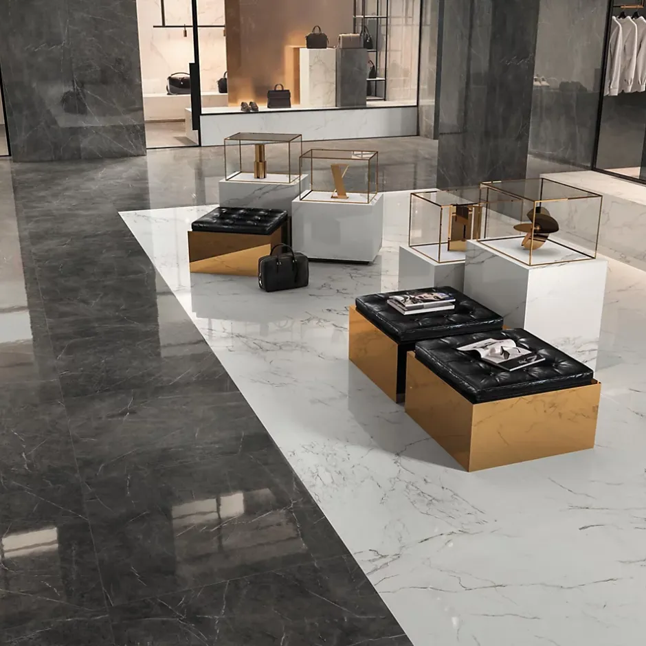 Ro'Ma Carrelage Carrelage effet Marbre Blanc Calacatta Extra 278x120x0,6 cm Brillant Clarenza - Mur intérieur (vendu par carton de 3,336 m²) - RO'