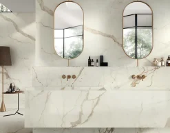 Carrelage effet Marbre Blanc Calacatta Prima 278x120x0,6 cm Silk Faventa - Mur intérieur (vendu par carton de 3,336 m²) - RO'MA CA-Ro'Ma Carrelage New
