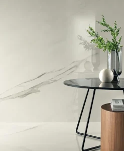 Carrelage effet Marbre Blanc Calacatta Armonia 240x120x0,9 cm Brillant Orsiano - Mur intérieur (vendu par carton de 2,88 m²) - RO'-Ro'Ma Carrelage Clearance