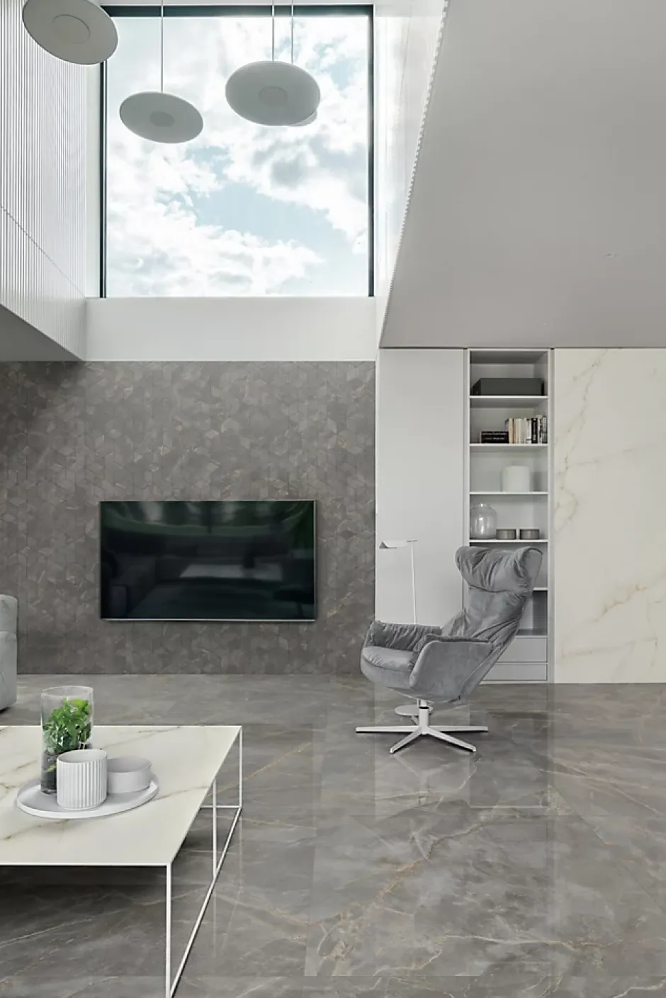 Carrelage effet Marbre Blanc Calacatta Divino 120x120x0,9 cm Silk Montira - Sol et mur intérieur (vendu par carton de 2,88 m²) - R-Ro'Ma Carrelage Outlet