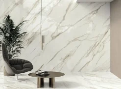 Carrelage effet Marbre Blanc Calacatta Sublime 278x120x0,6 cm Brillant Orsiano - Mur intérieur (vendu par carton de 3,336 m²) - RO-Ro'Ma Carrelage Best