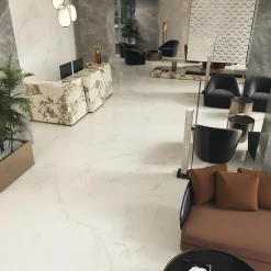 Ro'Ma Carrelage Carrelage effet Marbre Blanc Calacatta Divino 240x120x0,9 cm Brillant Montira - Mur intérieur (vendu par carton de 2,88 m²) - RO'M