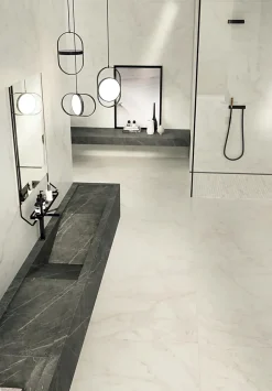 Carrelage effet Marbre Blanc Calacatta Celeste 120x50x0,85 cm Silk Faventa - Mur intérieur (vendu par carton de 1,8 m²) - RO'MA CA-Ro'Ma Carrelage Sale